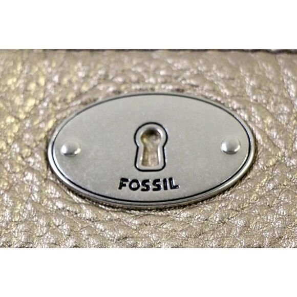 FOSSIL ANTIQUE GOLD GENUINE LEATHER BOHO SHOULDER BAG HANDBAG TOTE HOBO PURSE - Picture 2 of 12